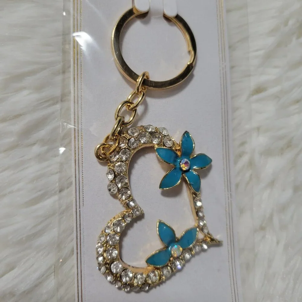 Crystal Collection Floral Heart Keychain